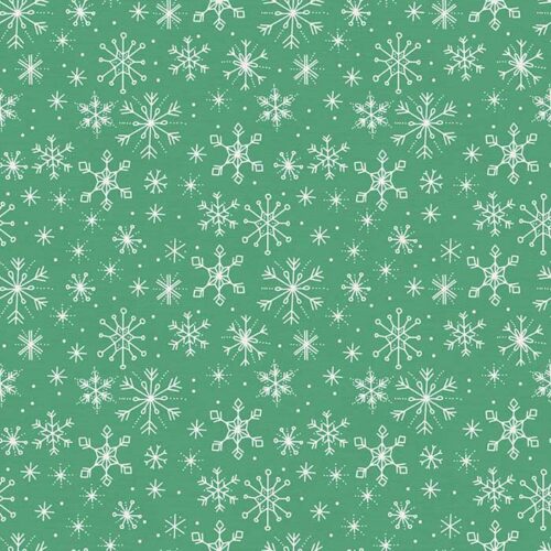 Polar Bear Lodge Green Snowflake Fabric Yardage