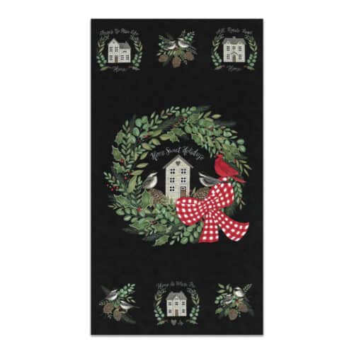 Holidays at Home Charcoal Black 23" x 42"Quilt Panel