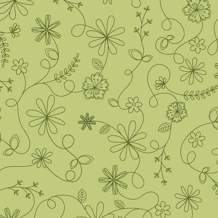 Kimberbell Basics Refreshed Swirl Floral Green Fabric Yardage