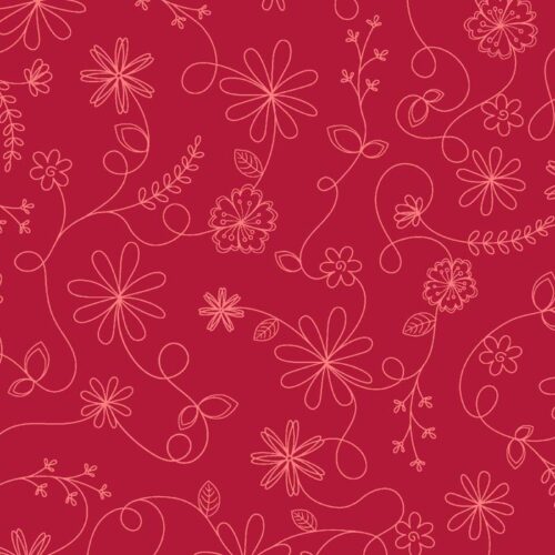 Kimberbell Basics Refreshed Swirl Floral Red Fabric Yardage