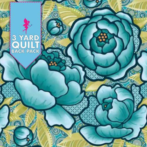 Bloom Teal 108" Wide 3 Yard Quilt Fabric Back Pack