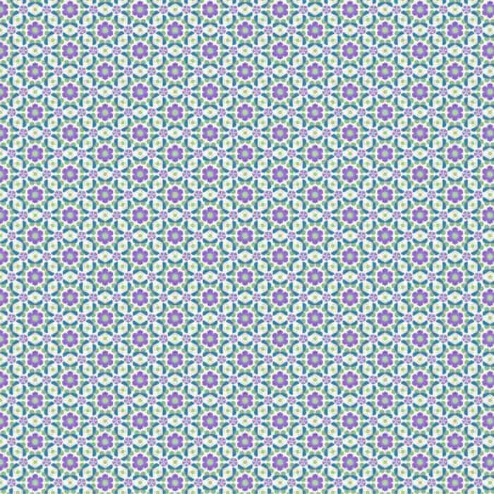 Water's Edge Kaleidoscope Butterflies Purple on White Fabric Yardage