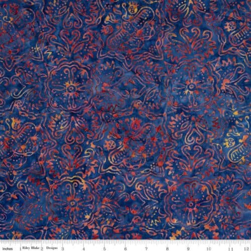 Expressions Batiks Tjaps Blue Orange Multi Fabric Yardage