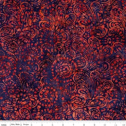Expressions Batiks Tjaps Blue Red Multi Fabric Yardage