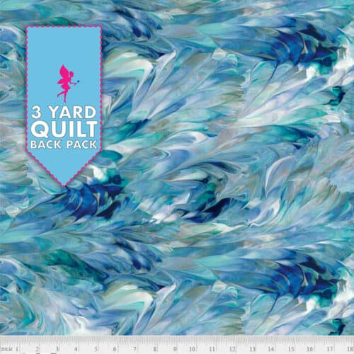 Fluidity Blue Teal 108" Wide Quilt Backing Fabric 3 Yard Quilt Fabric Back pack
