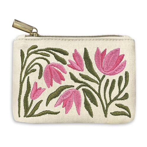 Flower Market Embroidery Tulip Coin Bag